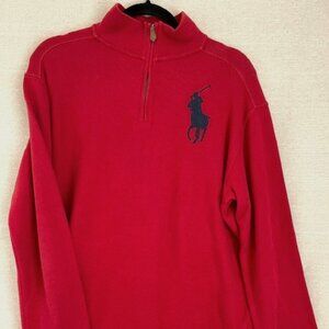 Vintage Polo Ralph Lauren Boys Sweater 1/4 Zip Big Pony Red XL Long Sleeve